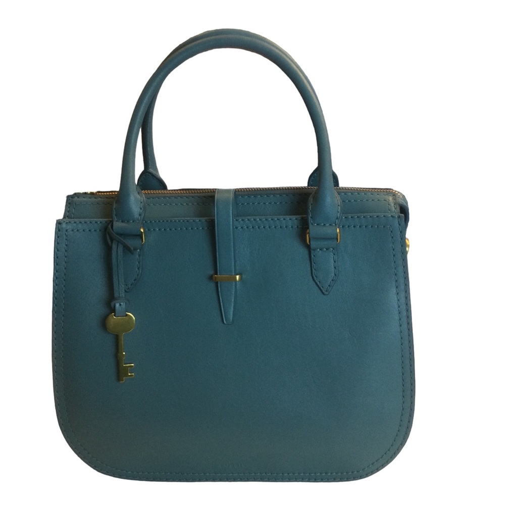 Fossil Ryder Leather Teal Satchel Purse Handbag